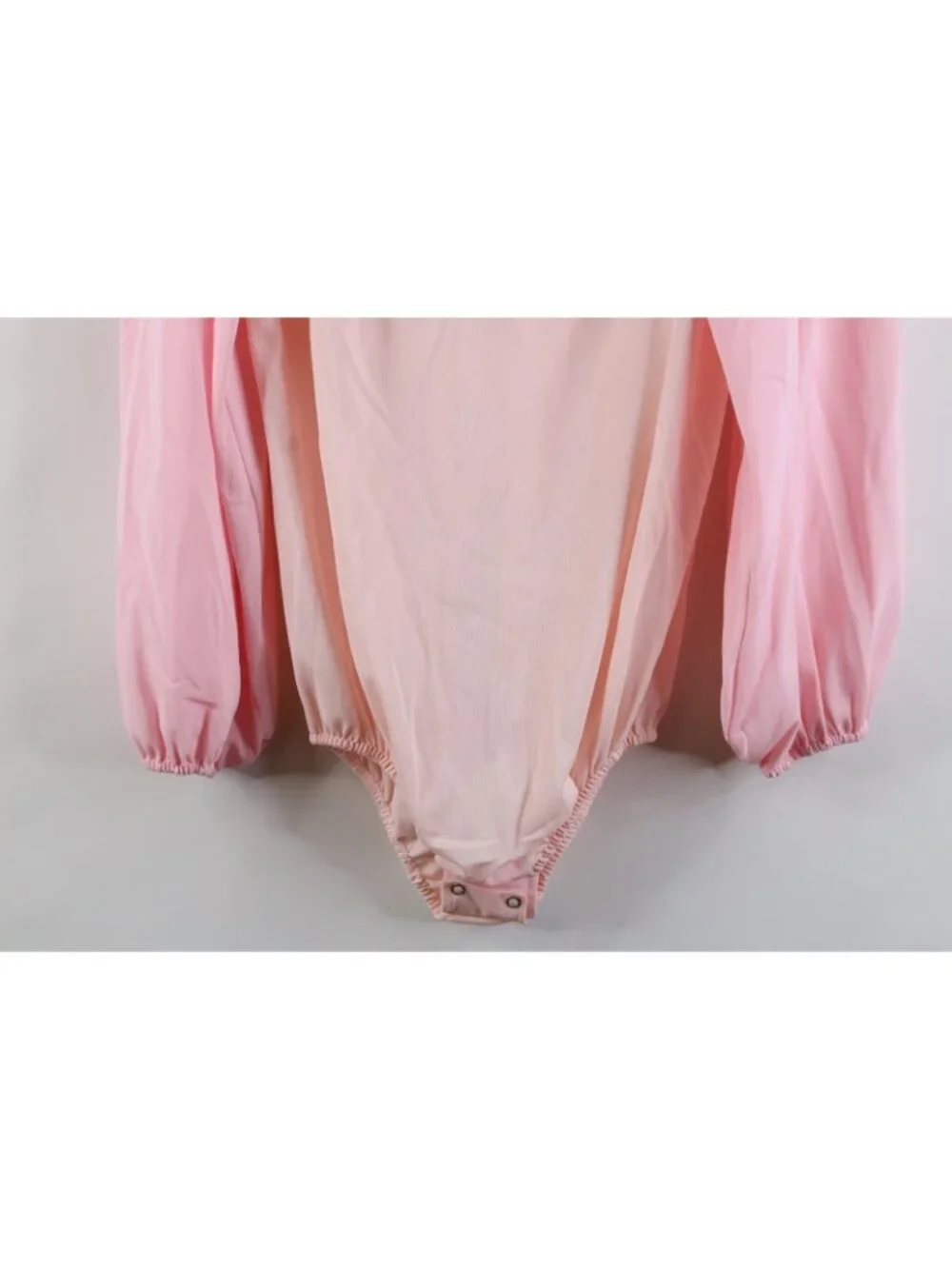 Vintage 70s Streetwear Womens Large Sheer Balloon Sleeve Snap Crotch Shirt USA - Picture 3 of 15